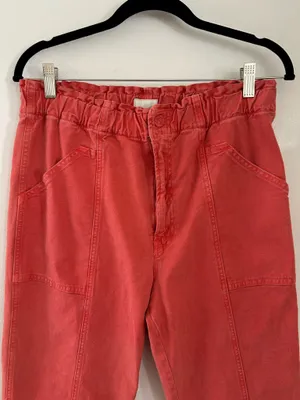 Mother The Springy Ankle Elastic Waist Jeans in a hot coral pink size 33 thumbnail 4