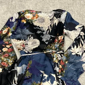 Lulus Wrap Dress Womens Small Put on a Smile Blue Floral Print Satin Maxi thumbnail 9