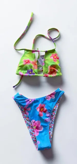 Wild Fable Reversible Floral Bikini Set XXS High Neck Halter Super Cheeky Bottom thumbnail 1