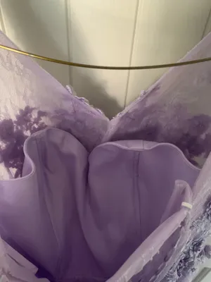 Lavender Lilac Purple Floral Tulle Corset Back Maxi Prom Dress Sz M/8 thumbnail 5