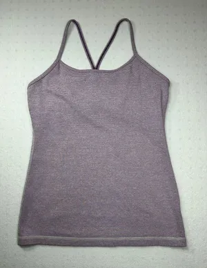 Lululemon Purple Striped Built-In Bra Tank Top Size 8 Shelf Bra Athletic thumbnail 1