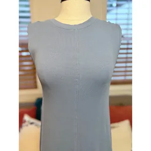 Parni Womens Light Blue Ribbed Sleeveless Maxi Dress Size S Crew Neck Seam thumbnail 2