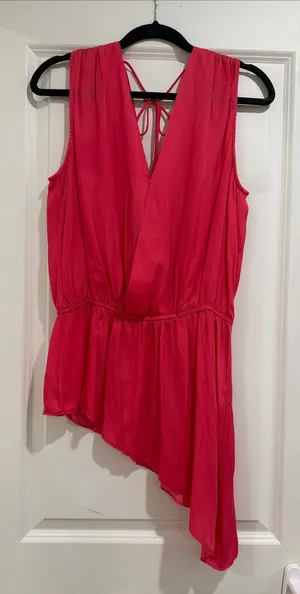 NWOT DO+BE Hot Pink Asymmetric V-Neck Tie-Back Camisole thumbnail 1