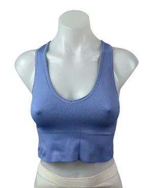 Athleta Women's Blue Ribbed Knit Sleeveless Yoga Workout Athletic Crop Top Sz S thumbnail 1