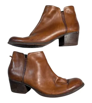 Clarks Maypearl Ramie Cognac Brown Leather Block Heel Zip Up Ankle Boots Sz 11 thumbnail 1