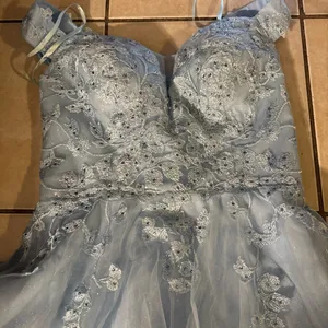 Blue Lace Prom Dress Size M thumbnail 6