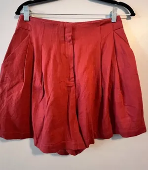 ASOS Design Linen Blend Red/Orange High Rise Shorts thumbnail 1