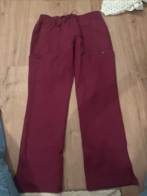 Med Couture Burgundy Cargo Scrub Pants Red thumbnail 1