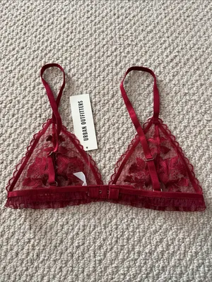 Kat the Label Size Extra Small XS Women's Sheer Floral Lace Bralette in Burgundy thumbnail 5