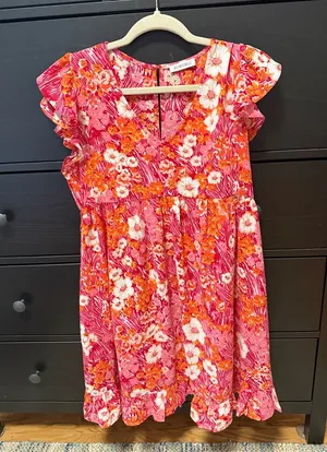Floral Summer Dress Pink Size M thumbnail 1