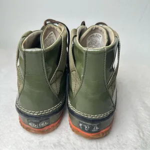 Sorel Waterproof Out And About Green Olive and Orange Winter Ankle Boots thumbnail 6