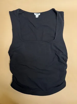 Garage Black Square Neck Ruched Tank Top - XS thumbnail 1