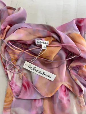 nwt FOR LOVE AND LEMONS pink watercolor beate maxi dress event thumbnail 4