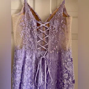 Sherri Hill‎ Lavender Sequin Beaded Mermaid Style Open Back Prom Corset Dress 14 thumbnail 12