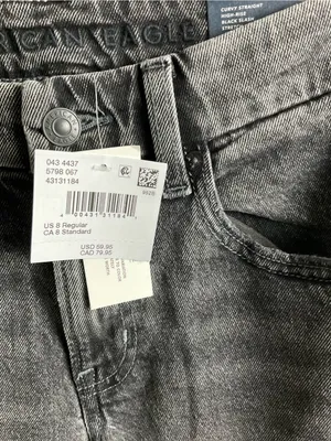 American Eagle Outfitters Straight High-Rise Jeans in Charcoal Black thumbnail 5