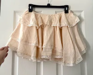 BNWT Zara Cream Lace Ruffled Fairy Hem Mini Skirt thumbnail 1