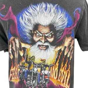 Truly Madly Deeply Fear No Evil Black Skull Print V-Neck Tee T-Shirt Top Size S thumbnail 4