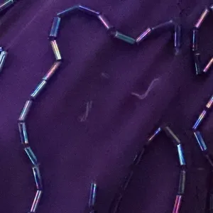 Vintage 80s Beaded Silk Gown Womens Size S Purple Sequin Formal Wedding FLAWS thumbnail 6