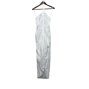 NWT Rumer Estelle Sleeveless Strappy Halter Maxi Dress Front Cutout L White thumbnail 13