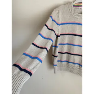 Faherty Striped Crewneck Sweater Womens XL Rainbow Stripe Coastal Cotton thumbnail 4