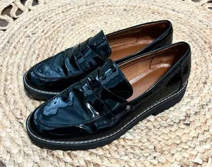 Franco Sarto Women’s Cassandra Chunky Black Patent Penny Loafer Sz 8.5M thumbnail 1