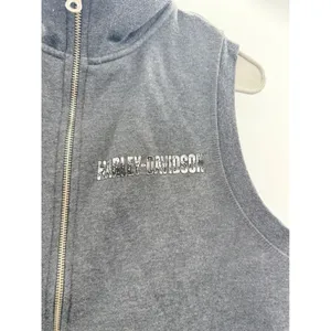 Harley-Davidson Zip Vest Women's Small Gray Logo Biker Casual Layering‎ thumbnail 2