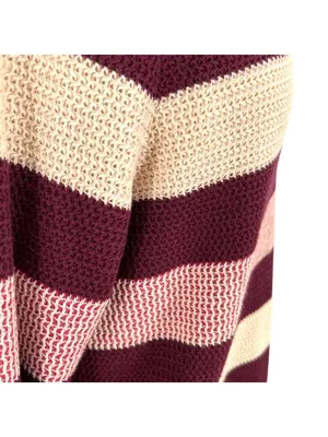 Market & Spruce Striped Boatneck Sweater Burgundy Pink Cream Size 2X NWT thumbnail 4