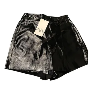 Zara Vinyl Effect Faux Leather Skort Black Size XS NWT thumbnail 4