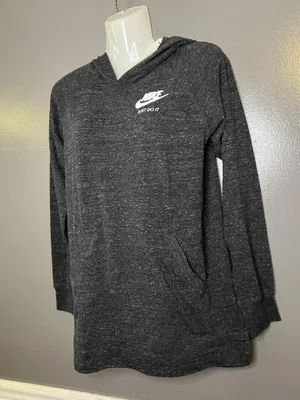 Nike Hoodie Womens XL Gray Just Do It V Neck Pullover Tunic Sweatshirt Knit thumbnail 4