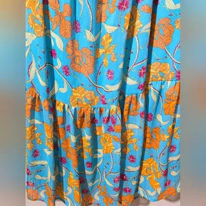 Sofia Jeans by Sofia‎ Vergara Floral Maxi Dress Tiered Blue Orange Large L thumbnail 3