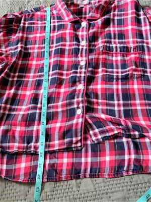 J.Crew Plaid Pajama Flannel Set Women Small Red Navy Blue Cotton NWOT thumbnail 13