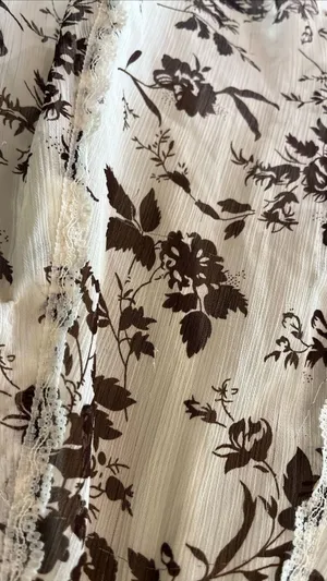 Vintage Y2K Brown Floral Fairy Grunge Hanky Hem Lace Tank Top Large thumbnail 9