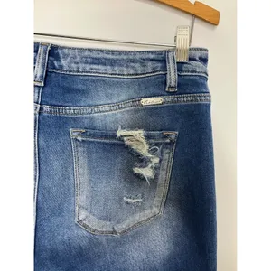 KanCan Kurvy Mid-Rise Ankle Skinny Jeans Womens 30 Blue Frayed Hem Distressed thumbnail 7