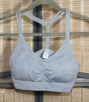 Yogalicious Double-Strap T-Back Sports Heather Gray Bralette thumbnail 1