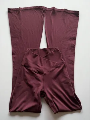Aerie Offline Real Me Crossover High‎ Waisted Flare Leggings Burgundy XS thumbnail 1