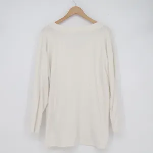 Old Navy Plush Tee Womens XL Cream Ribbed V-Neck Long Sleeve Oversized Top thumbnail 4