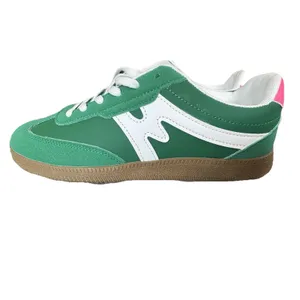 NWOT Retro Green & White Lace Up Low Top Sneakers Pink Accent Gum Sole 41/10 thumbnail 4