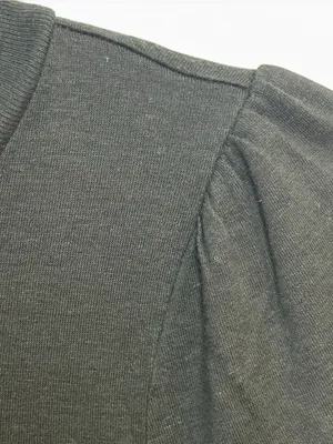 Madewell Black Puff Sleeve Top Women’s Large Alpaca Blend 3/4 Sleeve thumbnail 6
