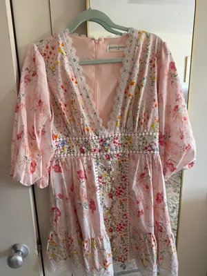 pants store pink floral dress thumbnail 1