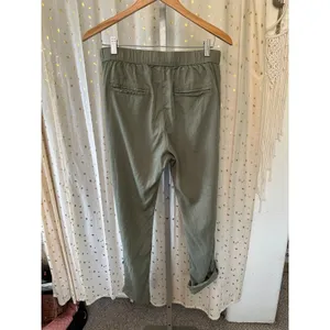 NWT Roxy On The Seashore Olive Linen Blend Pull On Pockets Slouchy Pants M thumbnail 6