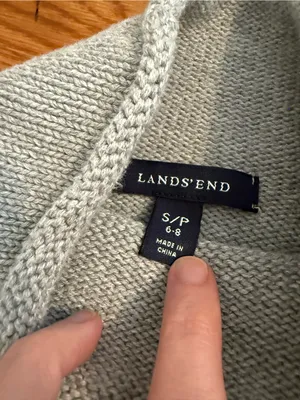 Lands' End Roll Neck Cotton Sweater Grey Size Small thumbnail 4
