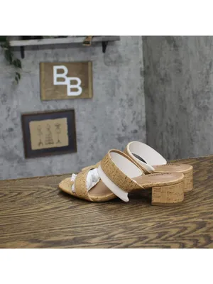 NWT Style & Co. Victoriaa Double Band Block Heel Dress Sandals Cork Brown 6.5M thumbnail 7