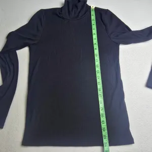 Wilfred Aritzia Black Ribbed‎ Turtleneck Long Sleeve Top Tencel Modal 100780 L thumbnail 6