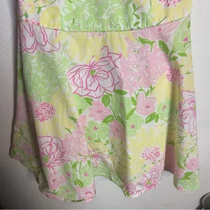 Lilly Pulitzer Size 8 Pink Green Floral Blast Willa Halter Dress Garden Party thumbnail 6