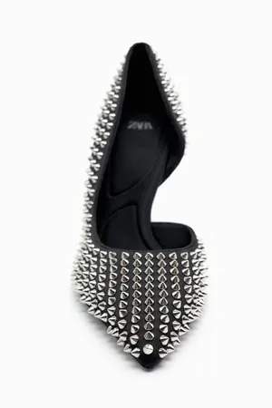 studded heels high heel shoes in black thumbnail 2