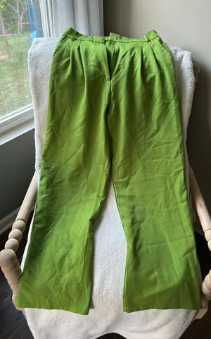 Shein Slacks Wide-Leg Flowy lime green thumbnail 1