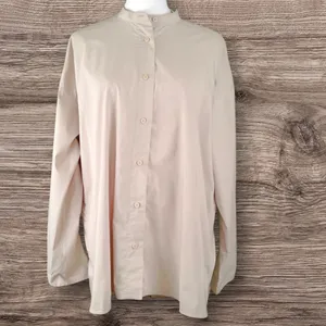 Lululemon All Days Tan Mandarin Collar Button Down Shirt Sz 8 Lagen Minimalist thumbnail 2
