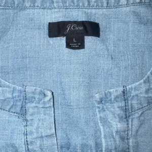 J.Crew Womens Light Blue Cotton Chambray Split‎ Neck 3/4 Sleeve Tunic Top Size L thumbnail 2