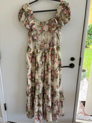 LOVESHACKFANCY EXLEY MIDI SHINNING JEMSTONE DRESS floral cottagecore lace thumbnail 4