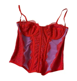 Out From Under Purple & Orange Lace Underwired Corset Women Size Medium | 10-27 thumbnail 1